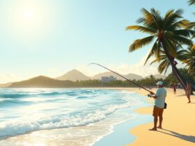 Beach fishing in Playa del Carmen