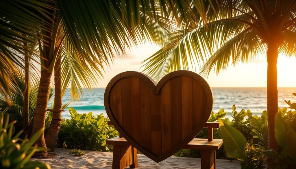 Heart-Shaped Bench in Playa del Carmen