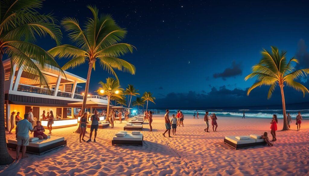 Playa del Carmen beach clubs at night